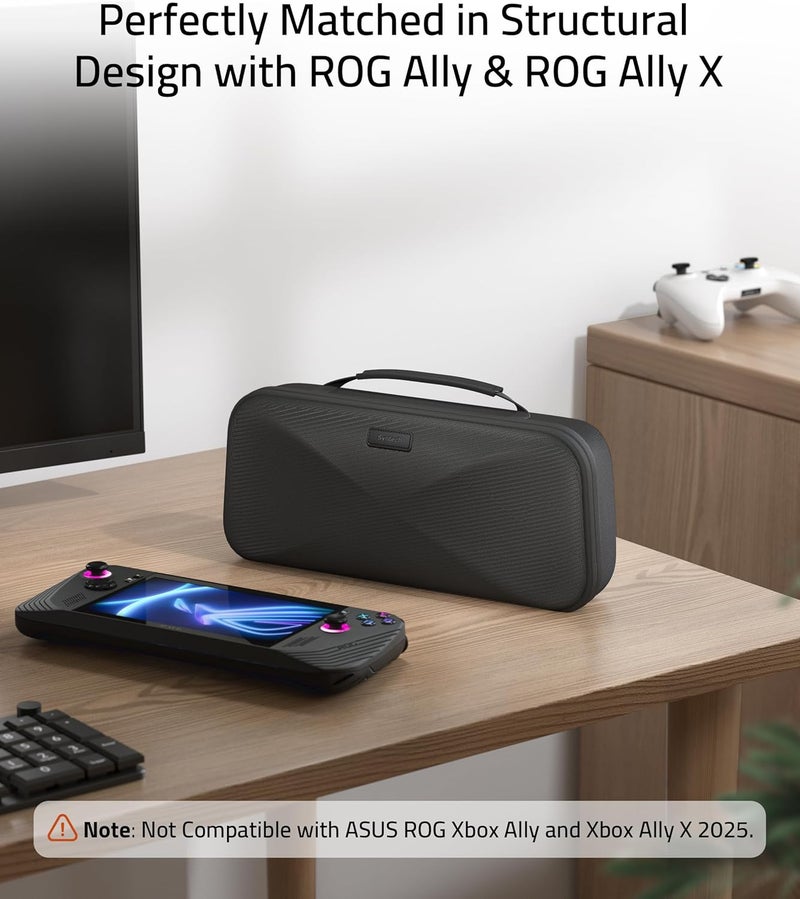 Syntech حقيبة حمل صلبة متوافقة مع جهاز ASUS ROG Ally/ROG Ally X ووحدات التحكم والإكسسوارات، حقيبة سفر محمولة لتخزين، حقيبة حماية مضادة للصدمات من EVA بسعة كبيرة، سوداء - Image 2